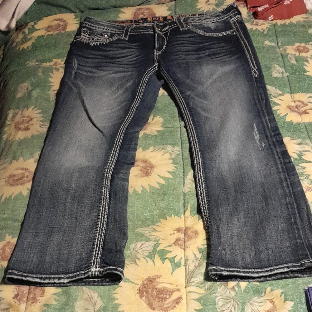 Rock Revival Blue Denim with Cream Stitching